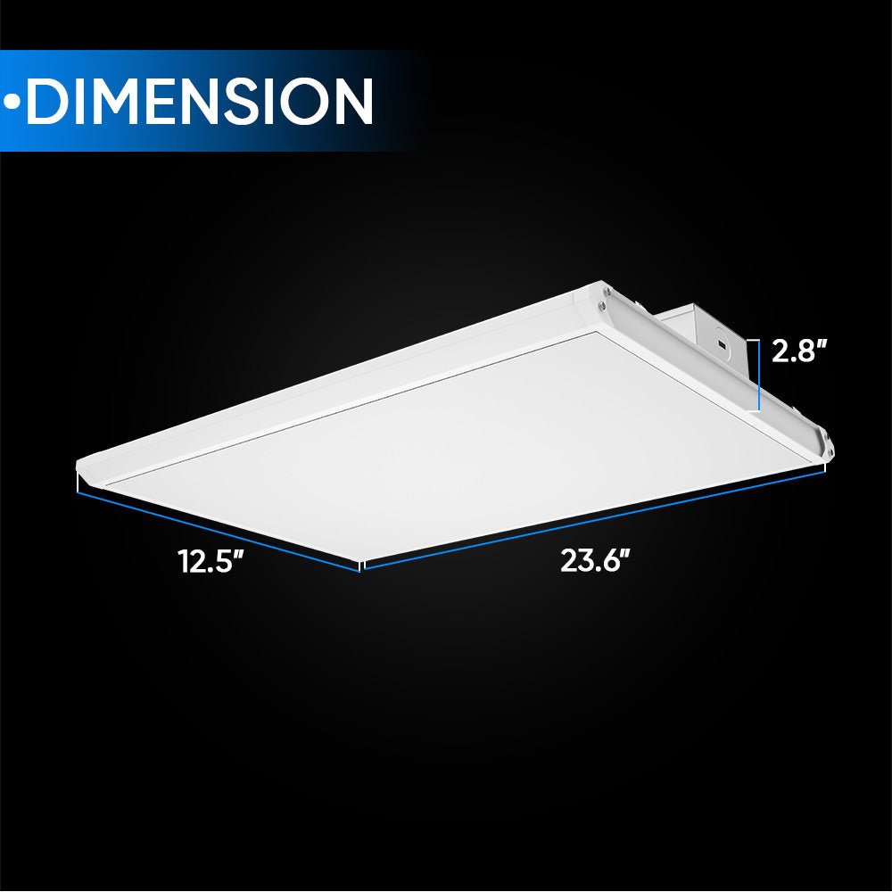 2FT Linear LED High Bay Light 105W/135W/165W Wattage Adjustable, 4000k/5000K/6500K CCT Changeable, Dip Switch, 0 - 10V Dim, 120 - 277V Input Voltage, ETL, DLC 5.1 Listed - BUILDMYPLACE