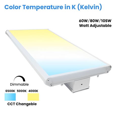 2FT Linear LED High Bay Light 60W/80W/105W Wattage Adjustable, 4000k/5000K/6500K CCT Changeable, Dip Switch, 0 - 10V Dim, 120 - 277V Input Voltage, ETL, DLC 5.1 Listed - BUILDMYPLACE