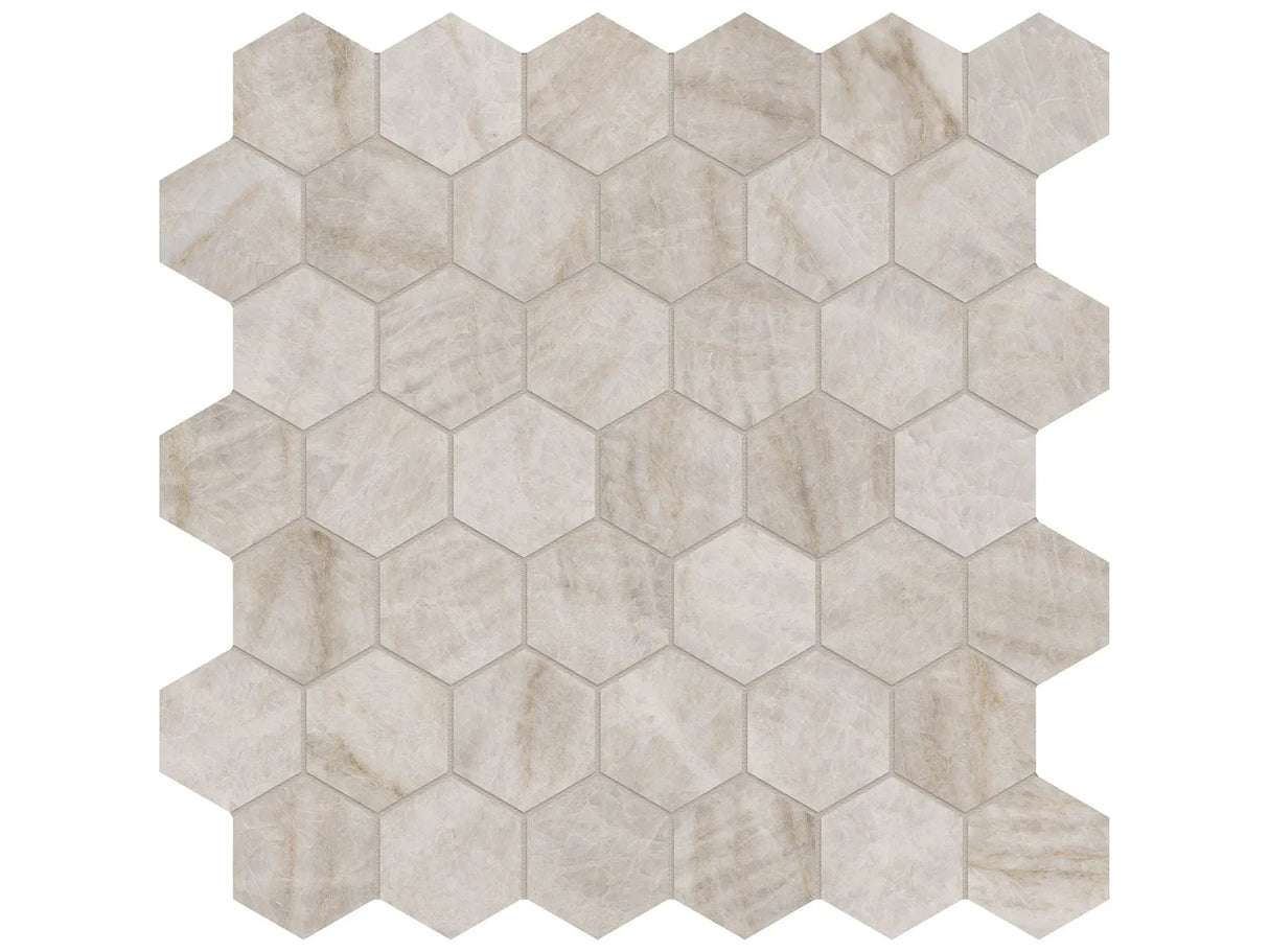 2 in Majesto Taj Mahal Hexagon Honed Colorsync Porcelain Mosaic