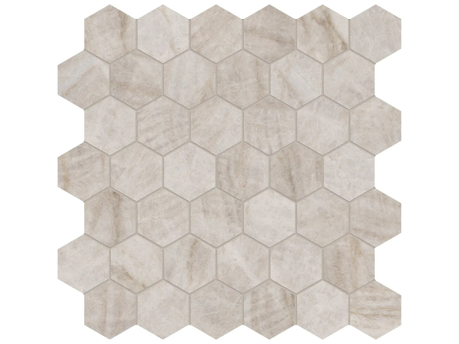 2 in Majesto Taj Mahal Hexagon Honed Colorsync Porcelain Mosaic