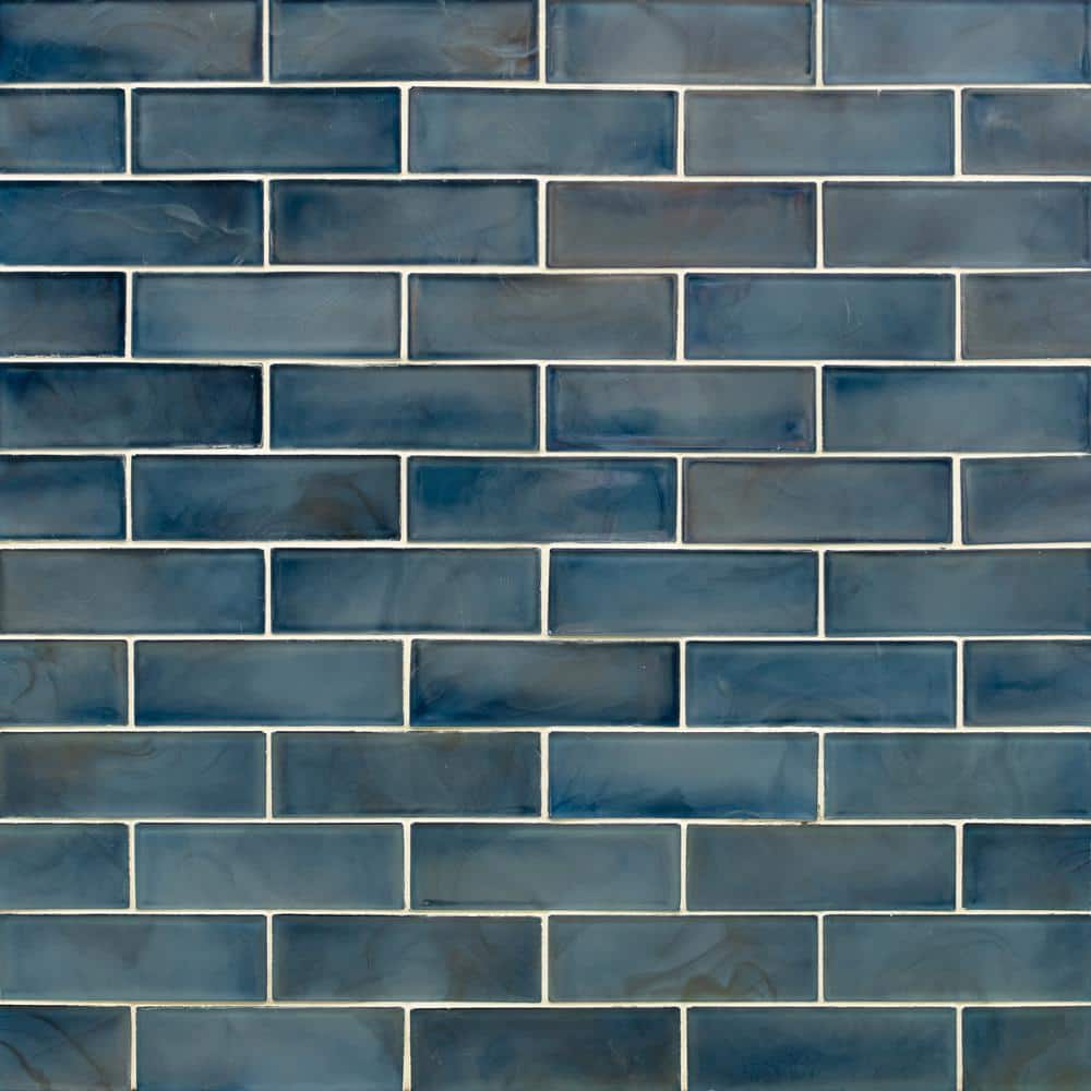 2"X 6" Blue Shimmer Glass Subway Brick Wall Mosaic Tile (14.4SQ FT/CTN) - BUILDMYPLACE