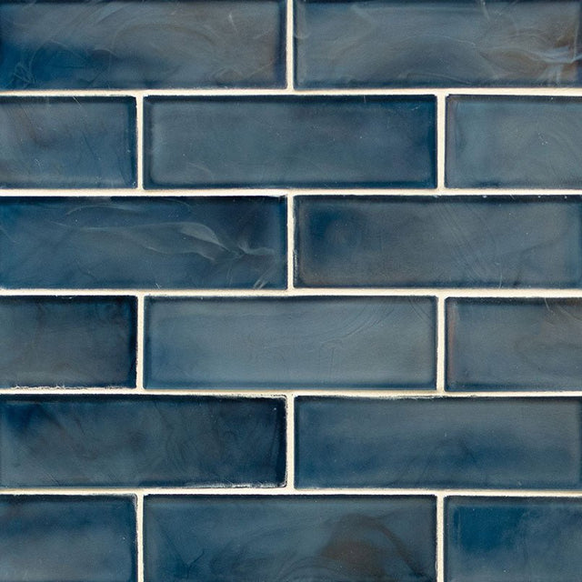 2"X 6" Blue Shimmer Glass Subway Brick Wall Mosaic Tile (14.4SQ FT/CTN) - BUILDMYPLACE