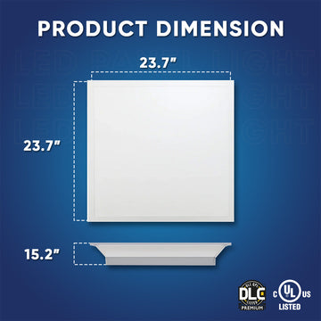 2-ft x 2-ft LED Panel Light 20/30/40 Watt Adjustable, 4000K/5000K/6500K CCT Changeable, Dip Switch, 0-10V Dim, 120-277V, ETL DLC 5.1, Recessed Back-lit, For Office, Meeting Room, Hospital, School, Retail Stores