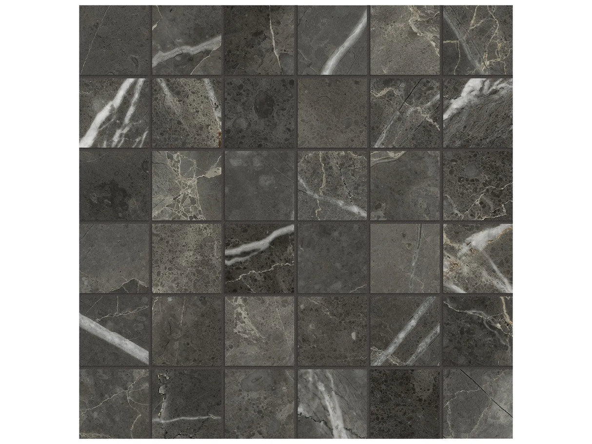 2 x 2 in Lumino Carbon Matte Glazed Porcelain Mosaic