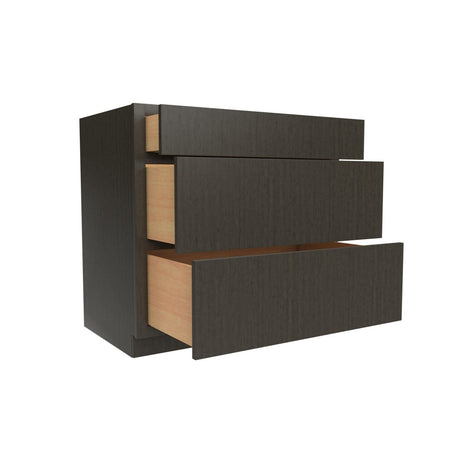 3 Drawer Base Cabinet | 36W x 34.5H x 24D | RTA - Luxor Smoky Grey - BUILDMYPLACE