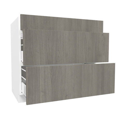 3 Drawer Base Cabinet| Matrix Silver | 36W x 34.5H x 24D - BUILDMYPLACE