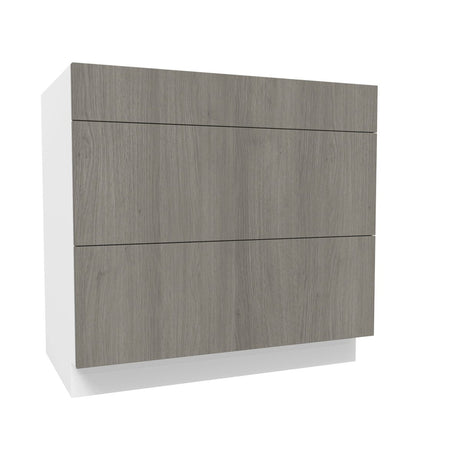 3 Drawer Base Cabinet| Matrix Silver | 36W x 34.5H x 24D - BUILDMYPLACE