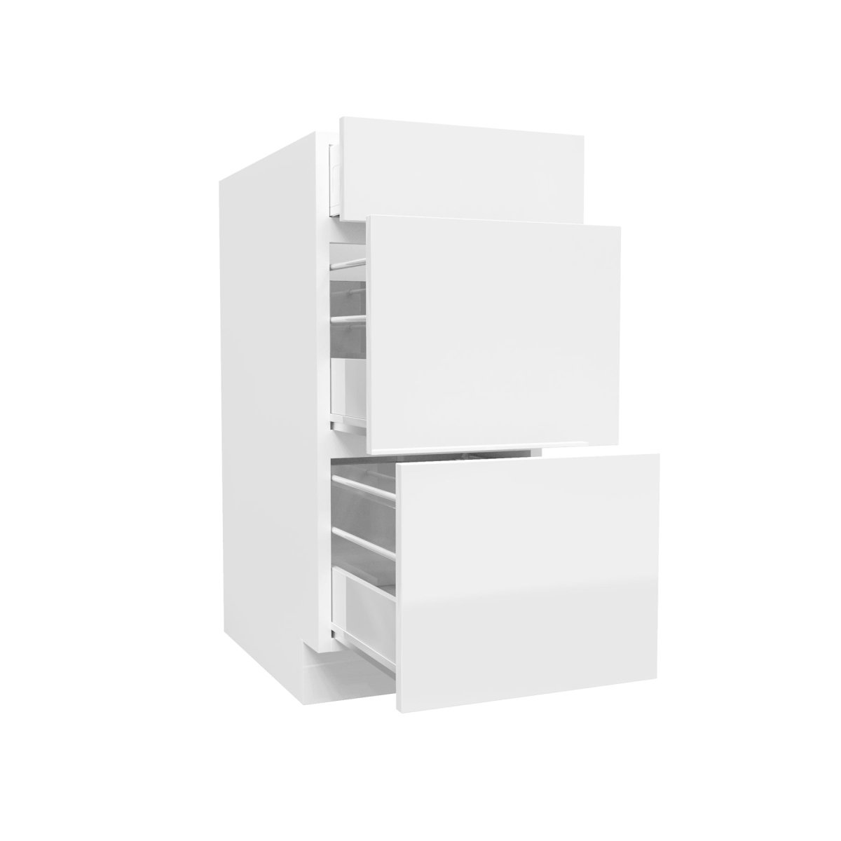 3 Drawer Base Cabinet | Milano White | 15W x 34.5H x 24D - BUILDMYPLACE