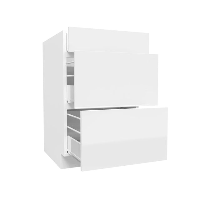 3 Drawer Base Cabinet | Milano White | 21W x 34.5H x 24D - BUILDMYPLACE