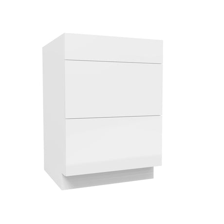 3 Drawer Base Cabinet | Milano White | 24W x 34.5H x 24D - BUILDMYPLACE