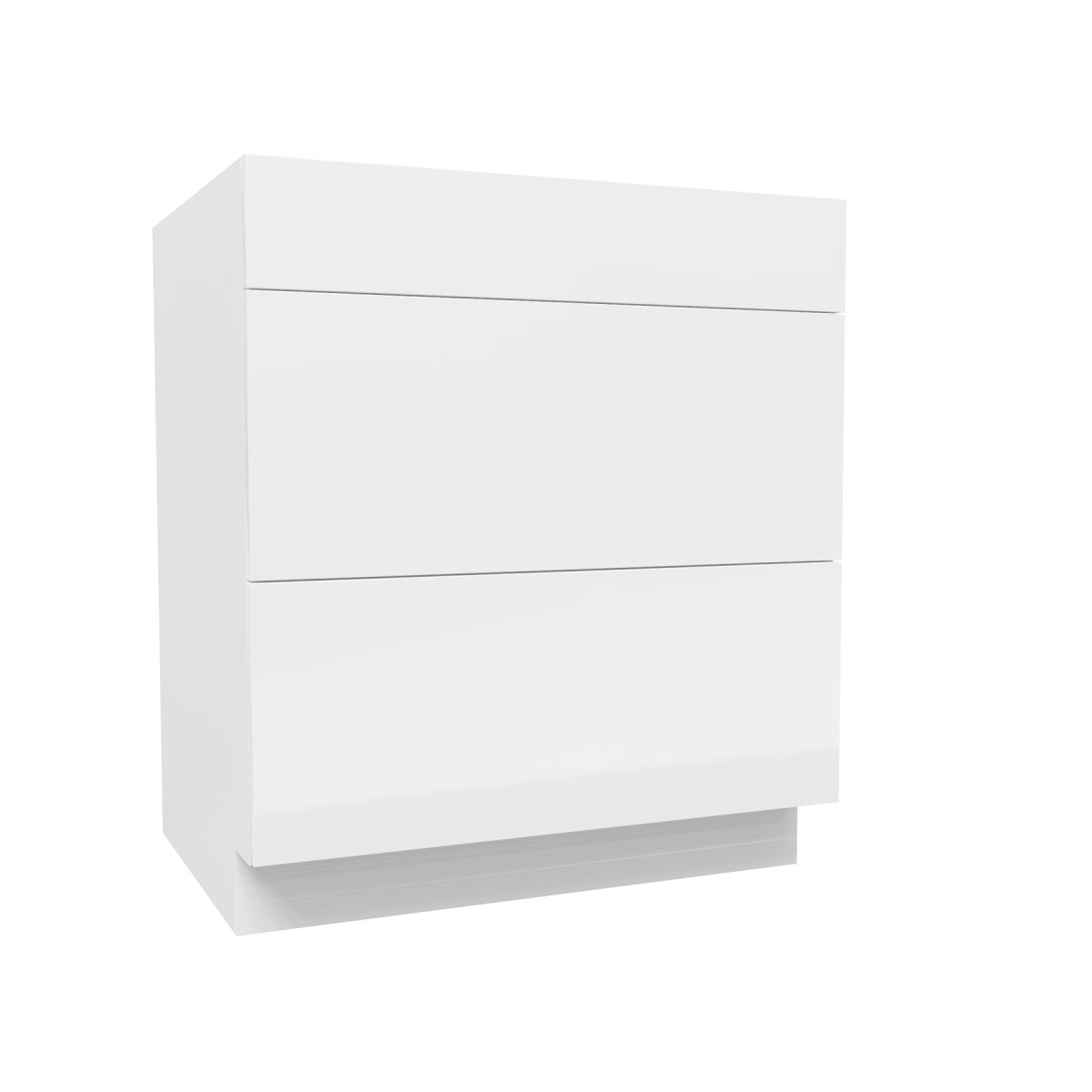 3 Drawer Base Cabinet | Milano White | 30W x 34.5H x 24D - BUILDMYPLACE