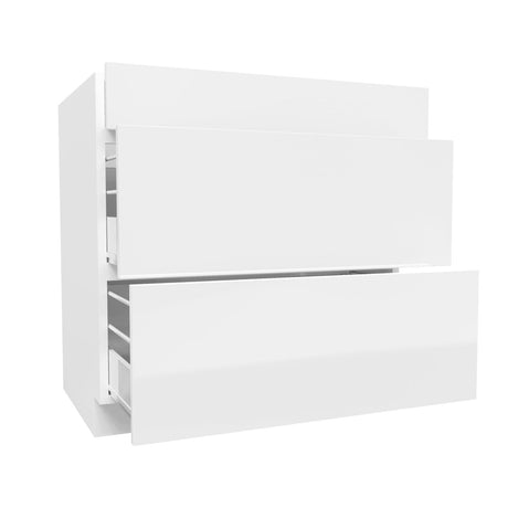 3 Drawer Base Cabinet | Milano White | 33W x 34.5H x 24D - BUILDMYPLACE