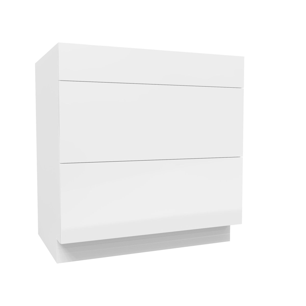 3 Drawer Base Cabinet | Milano White | 33W x 34.5H x 24D - BUILDMYPLACE