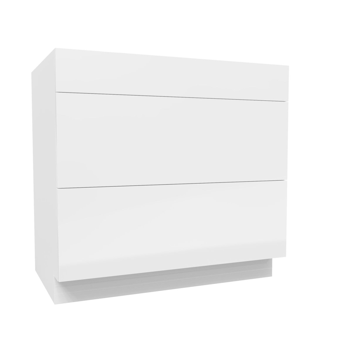 3 Drawer Base Cabinet | Milano White | 36W x 34.5H x 24D - BUILDMYPLACE