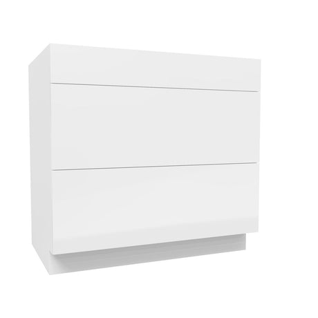 3 Drawer Base Cabinet | Milano White | 36W x 34.5H x 24D - BUILDMYPLACE