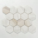 3 in. Hexagon Calacatta Rainbow Gold/ Yellow Polished Marble Mosaic - BUILDMYPLACE