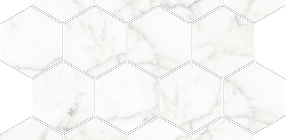 3 In. X 3 In. Mosaic Core White Polished Porcelain - Hexagon Wall & Floor Tile (5.49 Sqft/Case) - BUILDMYPLACE