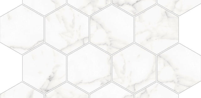 3 In. X 3 In. Mosaic Core White Polished Porcelain - Hexagon Wall & Floor Tile (5.49 Sqft/Case) - BUILDMYPLACE