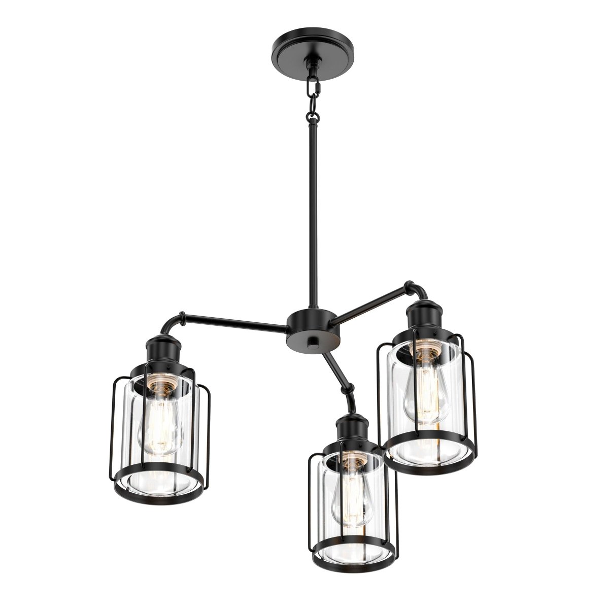 3 - Light Birdcage Chandelier Lighting Fixture, Kitchen Island Light Fixtures, Matte Black Finish, E26 Base, 3 Years Warranty - BUILDMYPLACE