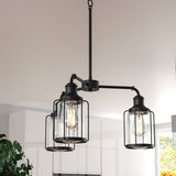 3 - Light Birdcage Chandelier Lighting Fixture, Kitchen Island Light Fixtures, Matte Black Finish, E26 Base, 3 Years Warranty - BUILDMYPLACE