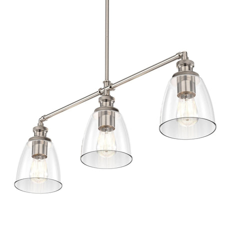 3 - Lights Bell Shape Kitchen Island Pendant Lighting, Clear Glass Shade, E26 Base, UL Listed - BUILDMYPLACE