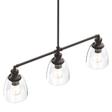 3 - Lights Bell Shape Kitchen Island Pendant Lighting, Clear Glass Shade, E26 Base, UL Listed - BUILDMYPLACE