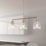 3 - Lights Bell Shape Kitchen Island Pendant Lighting, Clear Glass Shade, E26 Base, UL Listed - BUILDMYPLACE