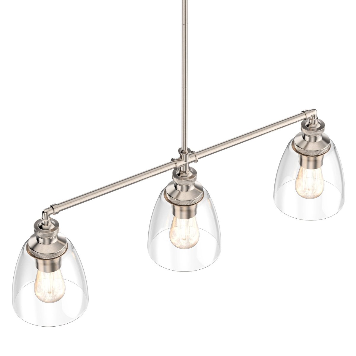 3 - Lights Bell Shape Kitchen Island Pendant Lighting, Clear Glass Shade, E26 Base, UL Listed - BUILDMYPLACE