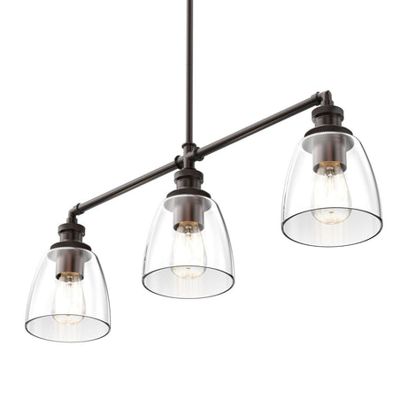 3 - Lights Bell Shape Kitchen Island Pendant Lighting, Clear Glass Shade, E26 Base, UL Listed - BUILDMYPLACE