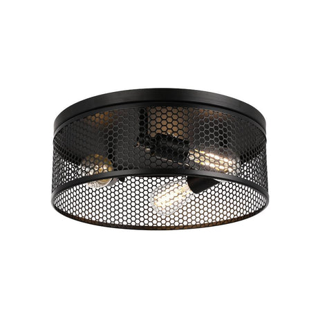 3 - Lights Cage Style Flush Mount Fixture, Drum Shape, E26 Base, UL Listed, 3 Years Warranty - BUILDMYPLACE