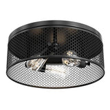 3 - Lights Cage Style Flush Mount Fixture, Drum Shape, E26 Base, UL Listed, 3 Years Warranty - BUILDMYPLACE