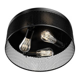 3 - Lights Cage Style Flush Mount Fixture, Drum Shape, E26 Base, UL Listed, 3 Years Warranty - BUILDMYPLACE