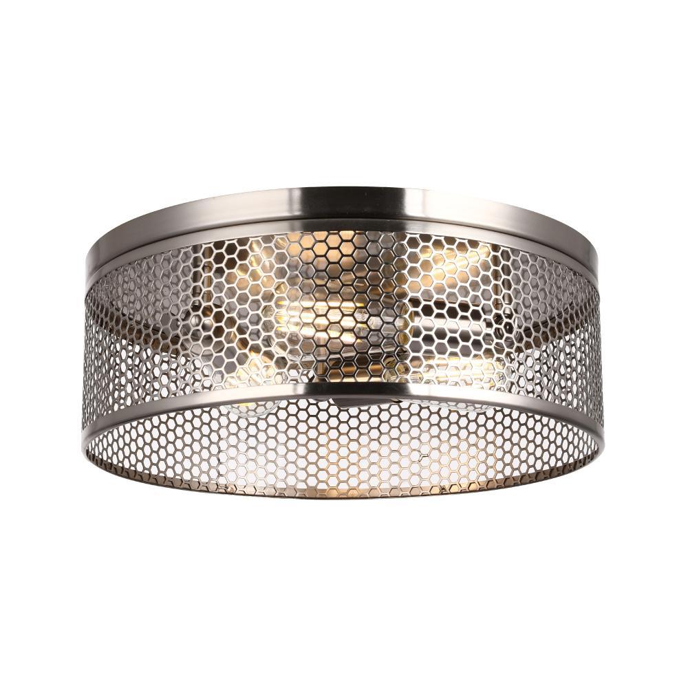 3 - Lights Cage Style Flush Mount Fixture, Drum Shape, E26 Base, UL Listed, 3 Years Warranty - BUILDMYPLACE