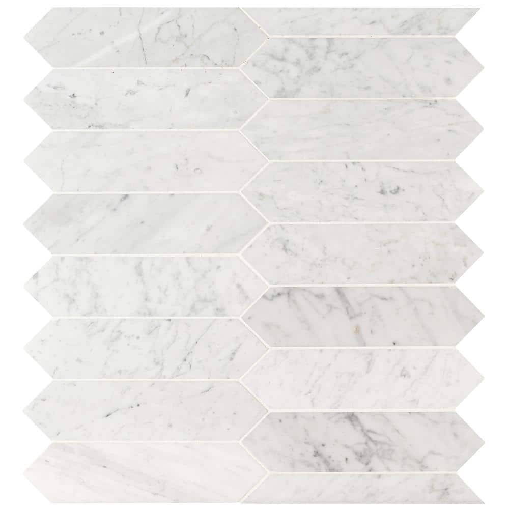 3" X 12" Carrara White Picket Tile Honed Mosaic Wall Tile (8.9SQ FT/CTN) - BUILDMYPLACE