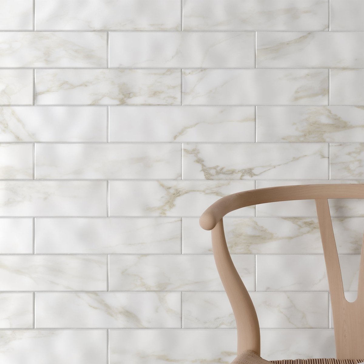 3 X 12 In Artisan Raffino Calacatta Matte Pressed Glazed Ceramic - BUILDMYPLACE