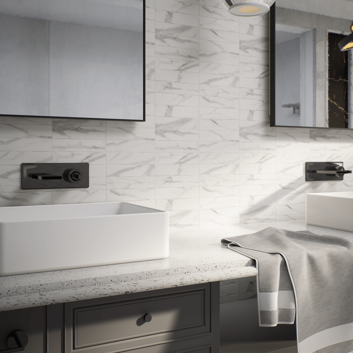 3 X 12 In Artisan Raffino Statuario Matte Pressed Glazed Ceramic Wall Tile - BUILDMYPLACE