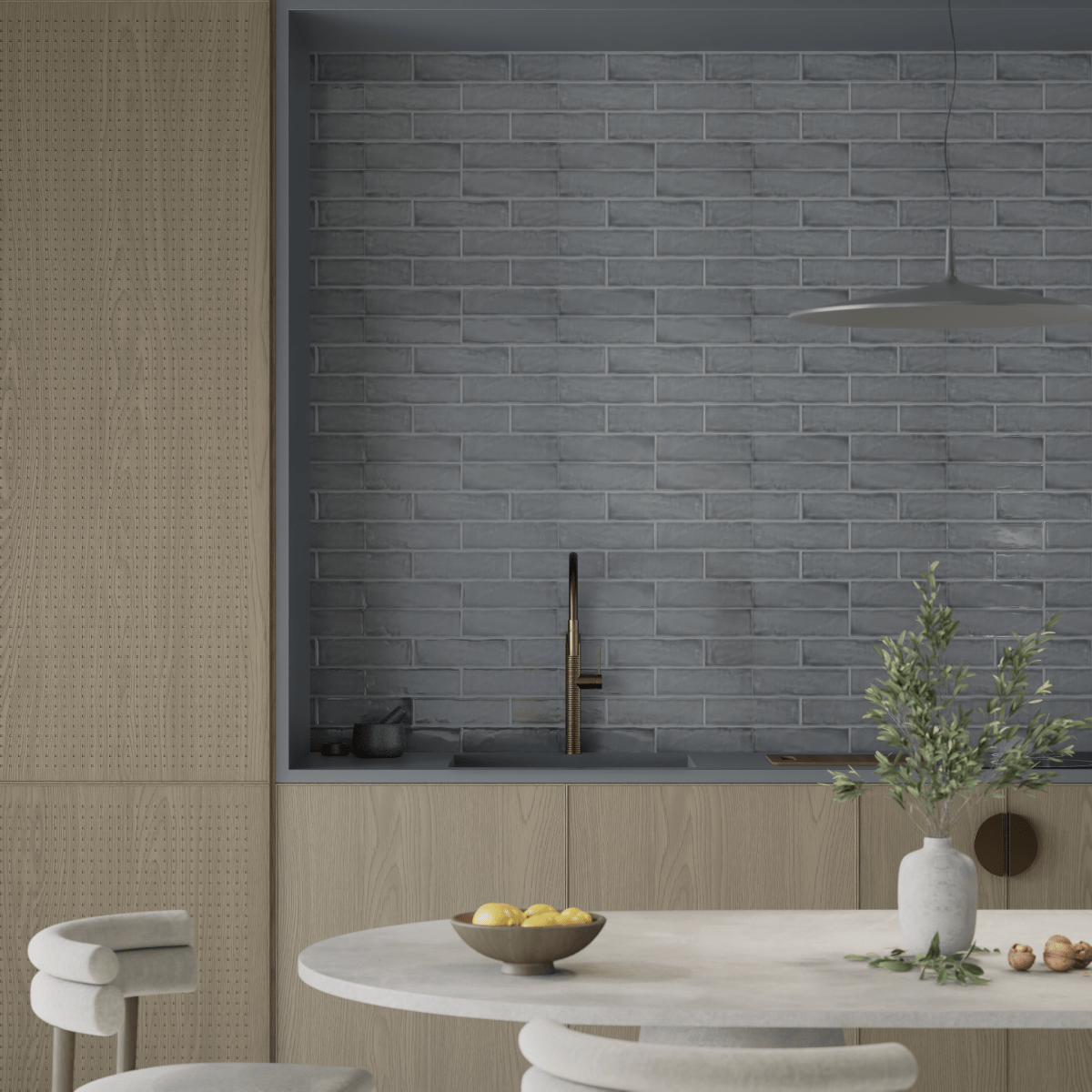 3 x 12 in Teramoda Charcoal Glossy Pressed Glazed Ceramic Tile - BUILDMYPLACE