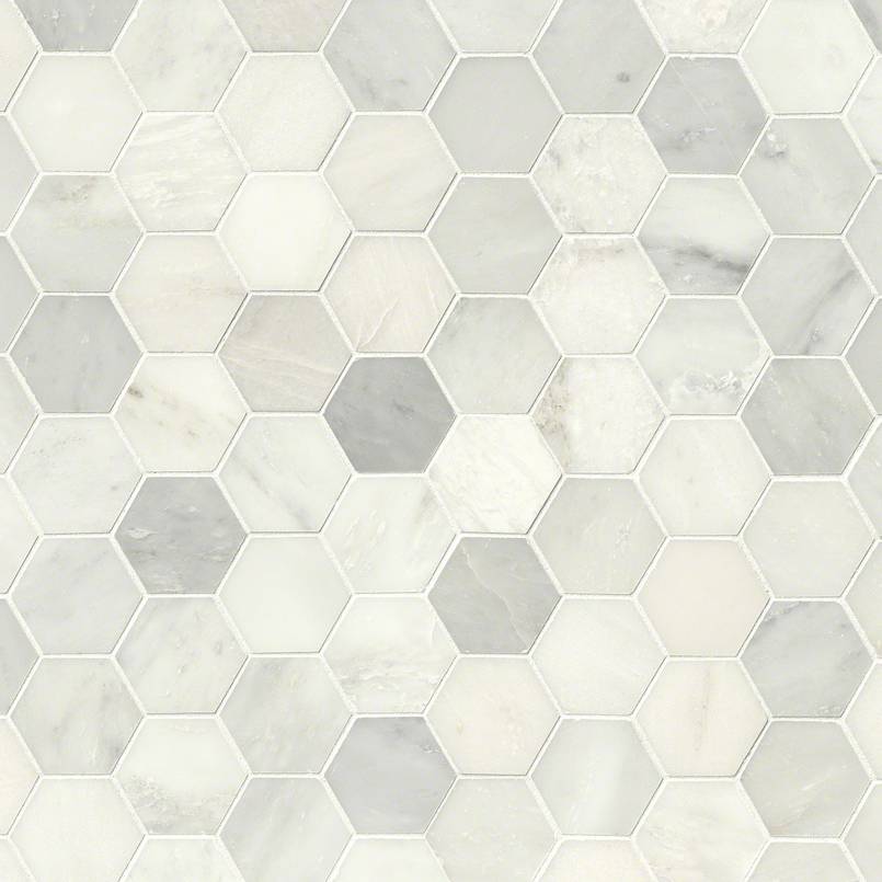 3" X 3" Hexagon Greecian White Polished Mosaic Tile (10.6SQ FT/CTN) - BUILDMYPLACE