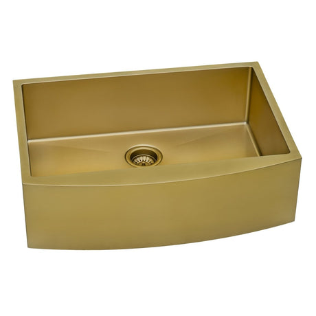 30 - inch Apron - Front Farmhouse Kitchen Sink - Brass Tone Matte Gold Stainless Steel Single Bowl - BUILDMYPLACE