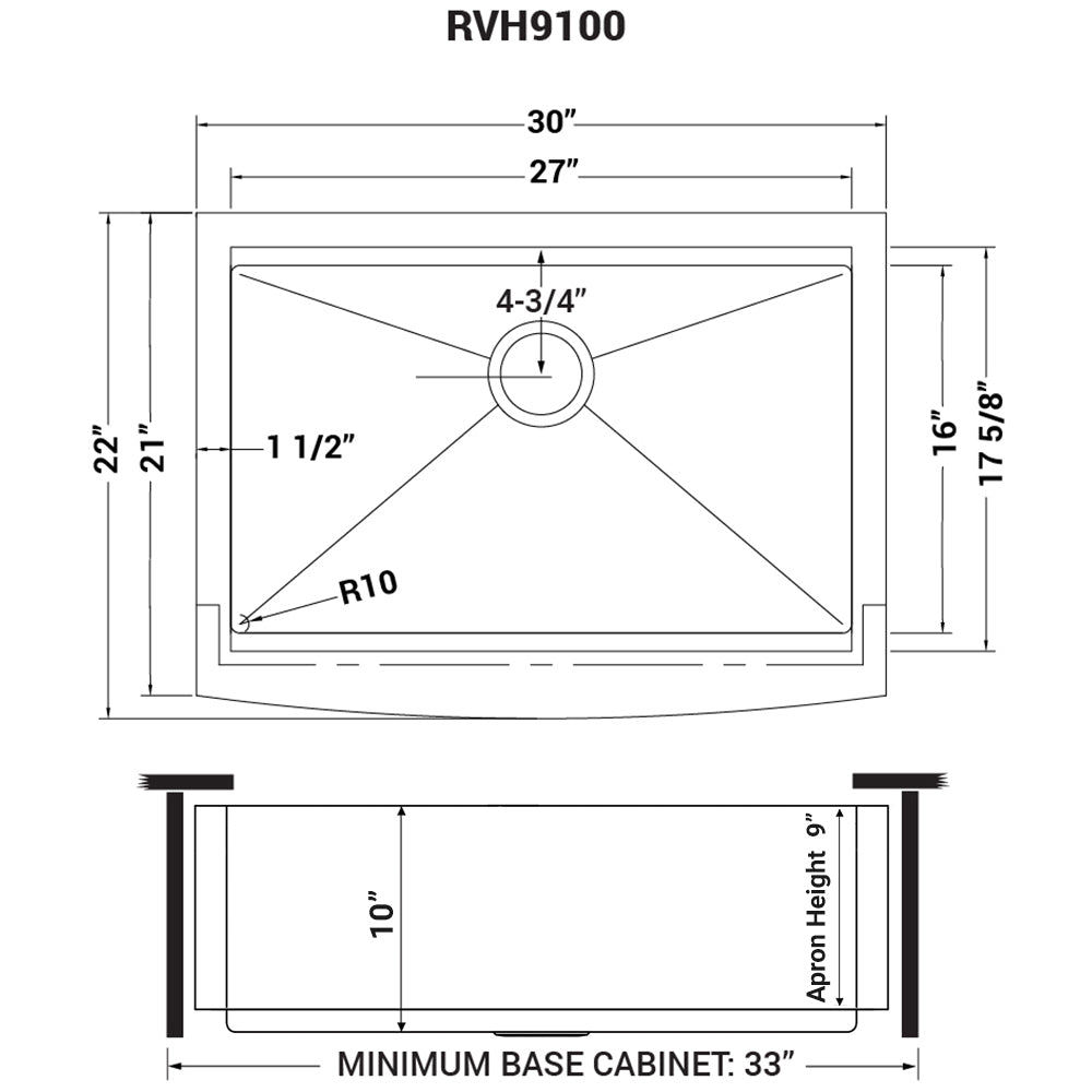 30 - inch Apron - front Workstation Farmhouse Kitchen Sink 16 Gauge Stainless Steel Single Bowl - BUILDMYPLACE