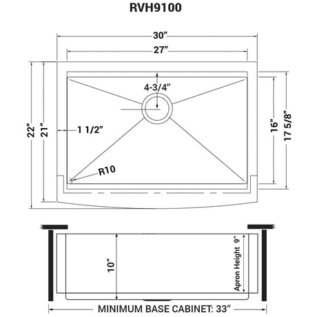 30 - inch Apron - front Workstation Farmhouse Kitchen Sink 16 Gauge Stainless Steel Single Bowl - BUILDMYPLACE