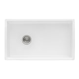 30 - inch Fireclay Farmhouse Offset Drain Kitchen Sink Single Bowl White - BUILDMYPLACE