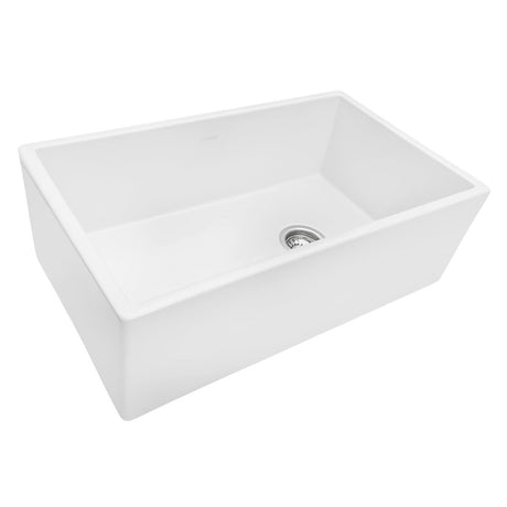 30 - inch Fireclay Farmhouse Offset Drain Kitchen Sink Single Bowl White - BUILDMYPLACE