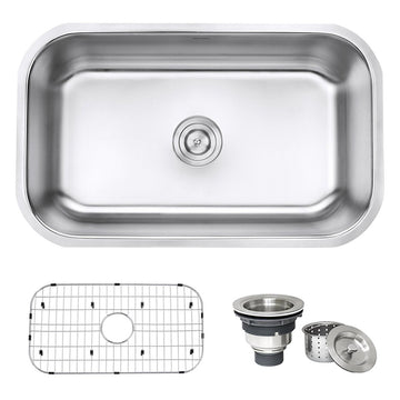 30-inch Undermount 16 Gauge Stainless Steel Kitchen Sink Single Bowl