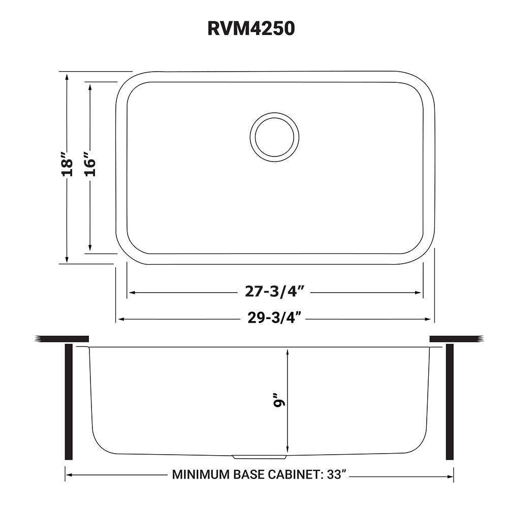 30 - inch Undermount 16 Gauge Stainless Steel Kitchen Sink Single Bowl - BUILDMYPLACE