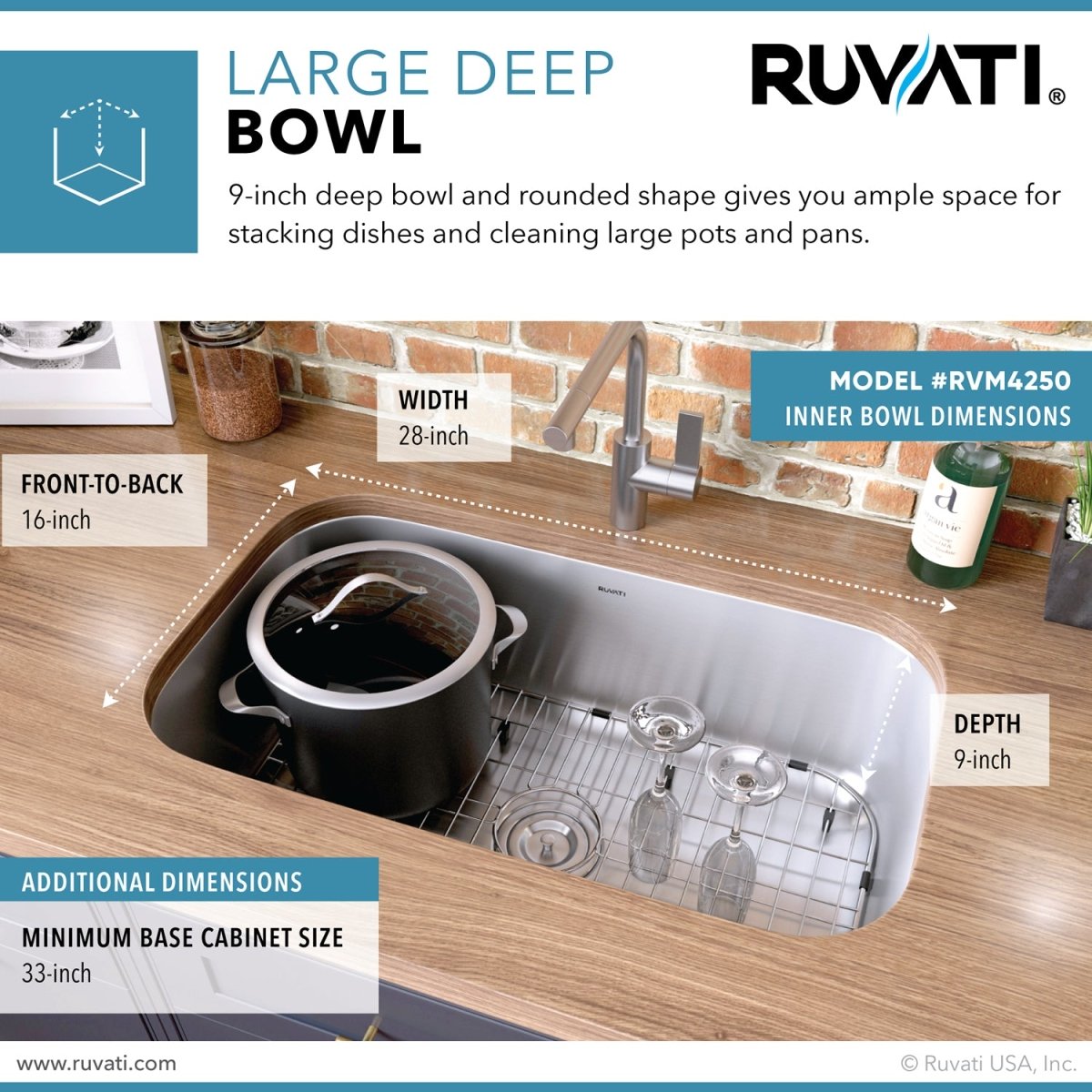 30 - inch Undermount 16 Gauge Stainless Steel Kitchen Sink Single Bowl - BUILDMYPLACE