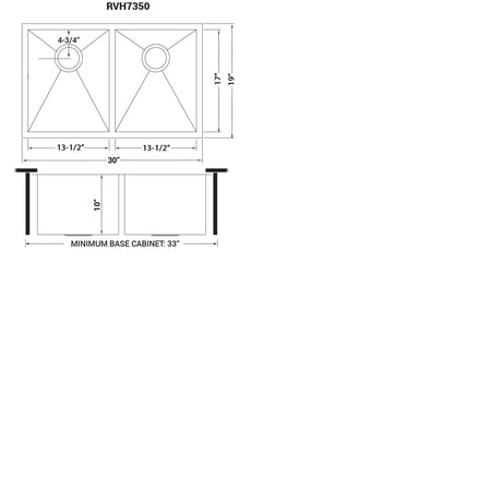 30 - inch Undermount 50/50 Double Bowl Zero Radius 16 Gauge Stainless Steel Kitchen Sink - BUILDMYPLACE