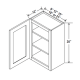 30 inch Wall Cabinet - 09W x 30H x 12D - Aria Shaker Espresso - BUILDMYPLACE