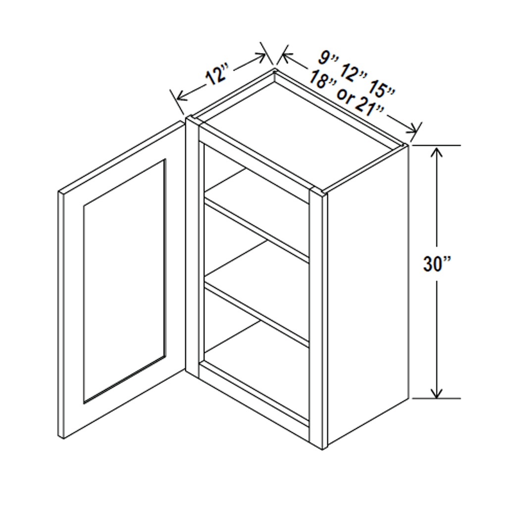 30 inch Wall Cabinet - 09W x 30H x 12D - Aria Shaker Espresso