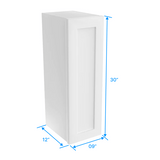 30 inch Wall Cabinet - 09W x 30H x 12D - Aria White Shaker - BUILDMYPLACE